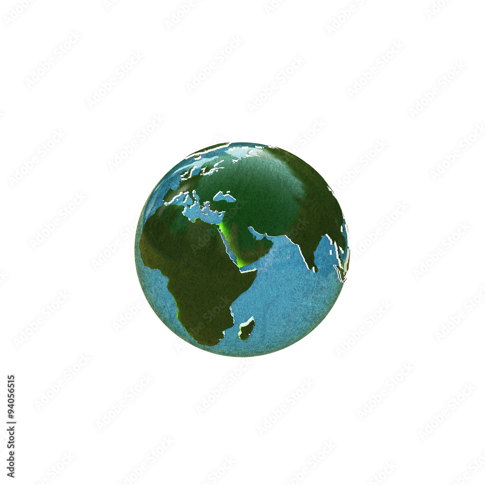 planet earth with extruded continents