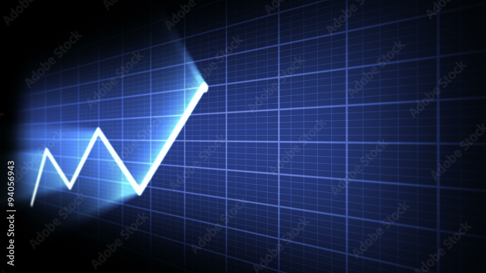 Glowing business graph with light rays in perspective