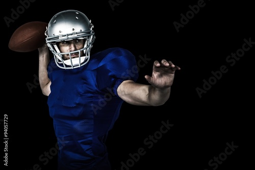 Composite image of american football player throwing ball