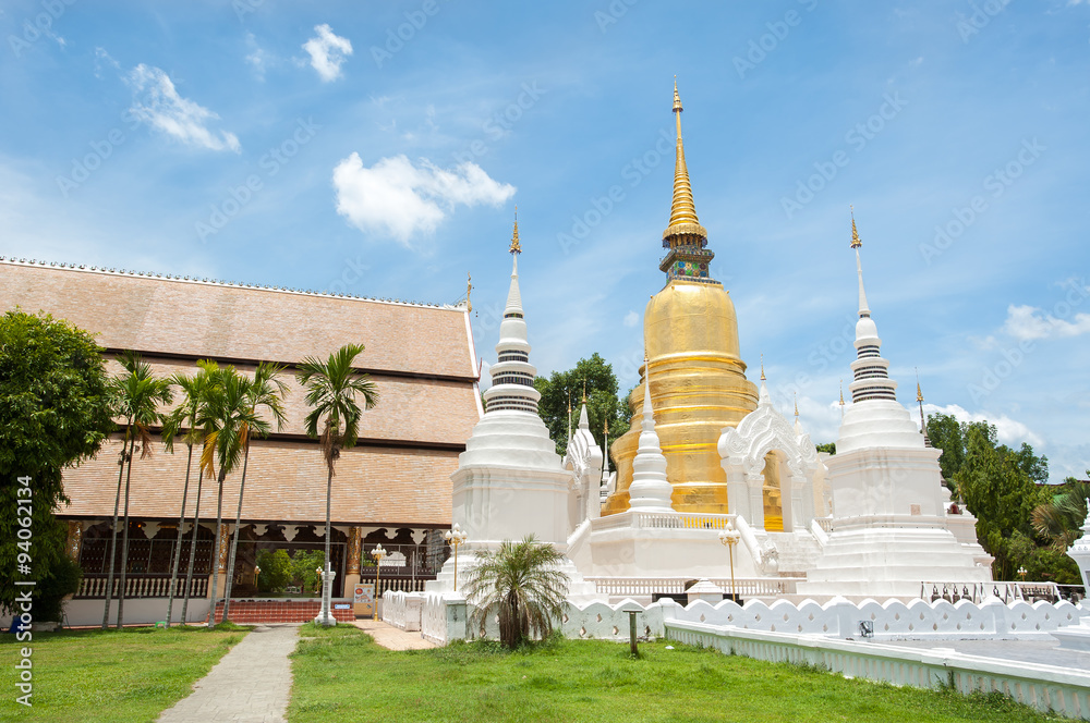 Exterior shot of Wat Suan Dok, Chiang Mai, Thailand.