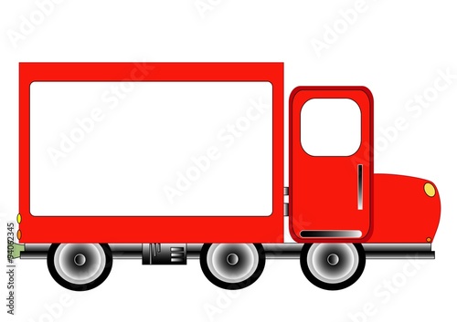 Red Advertising Delivery. Promotional truck with a frame for your image or text vector format