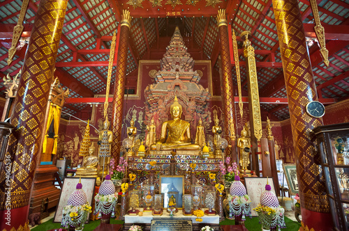 Ornate interior of Wat Chiang Man, the oldest temple in Chiang Mai, Thailand © Stripped Pixel