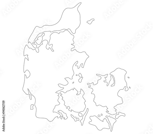 mappa danimarca su sfondo bianco