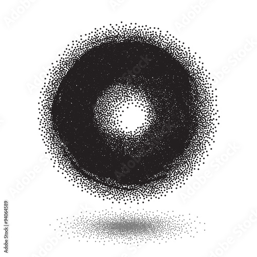 Halftone Style Dotwork Vector Circle Icon Isolated on White Back