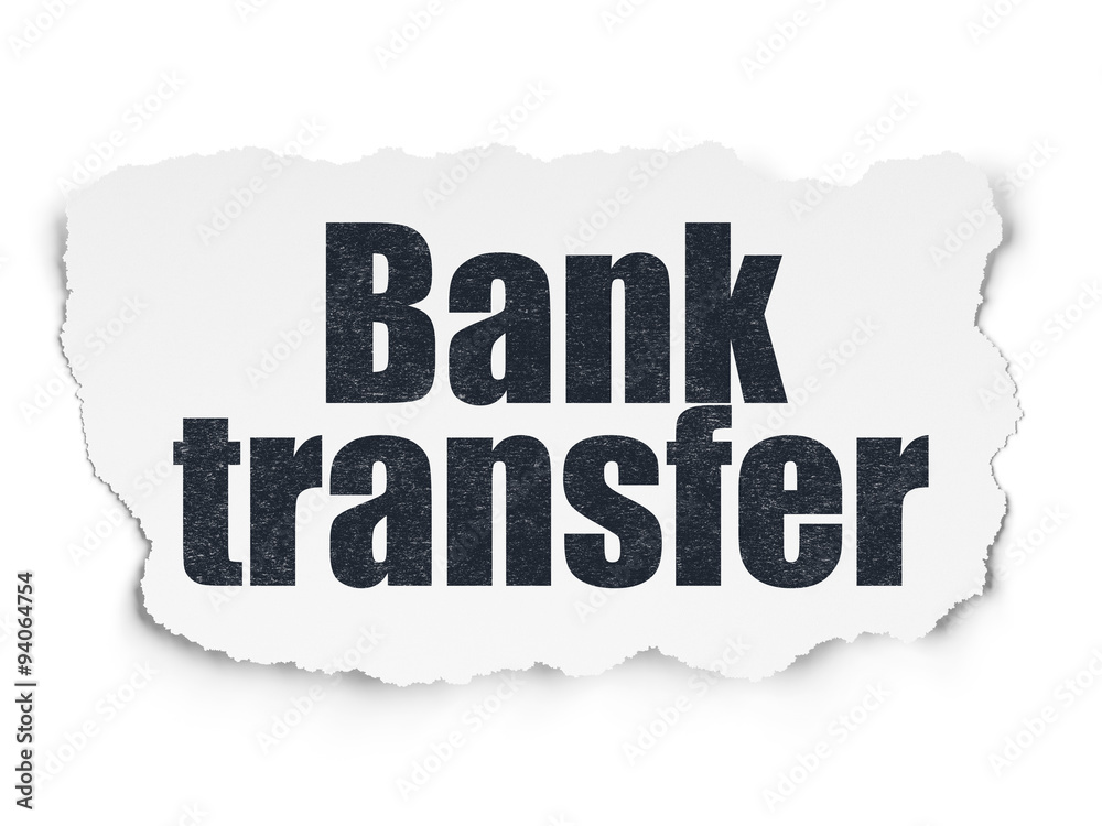 Banking concept: Bank Transfer on Torn Paper background