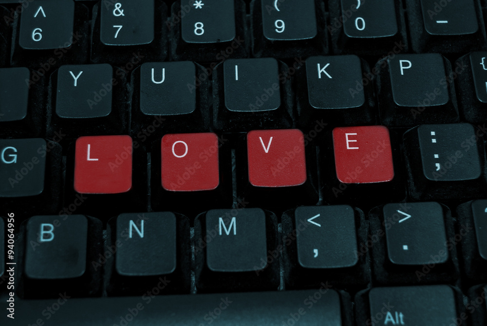 love word on black keyboard whit red button love word on black keyboard whit red button
