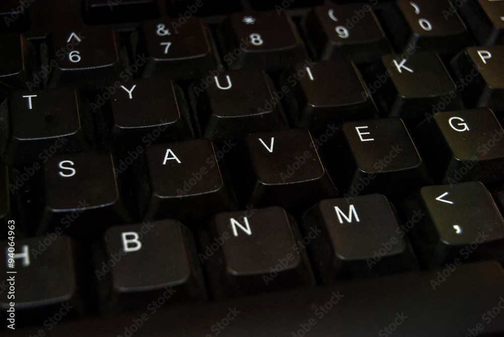 save word on black keyboard