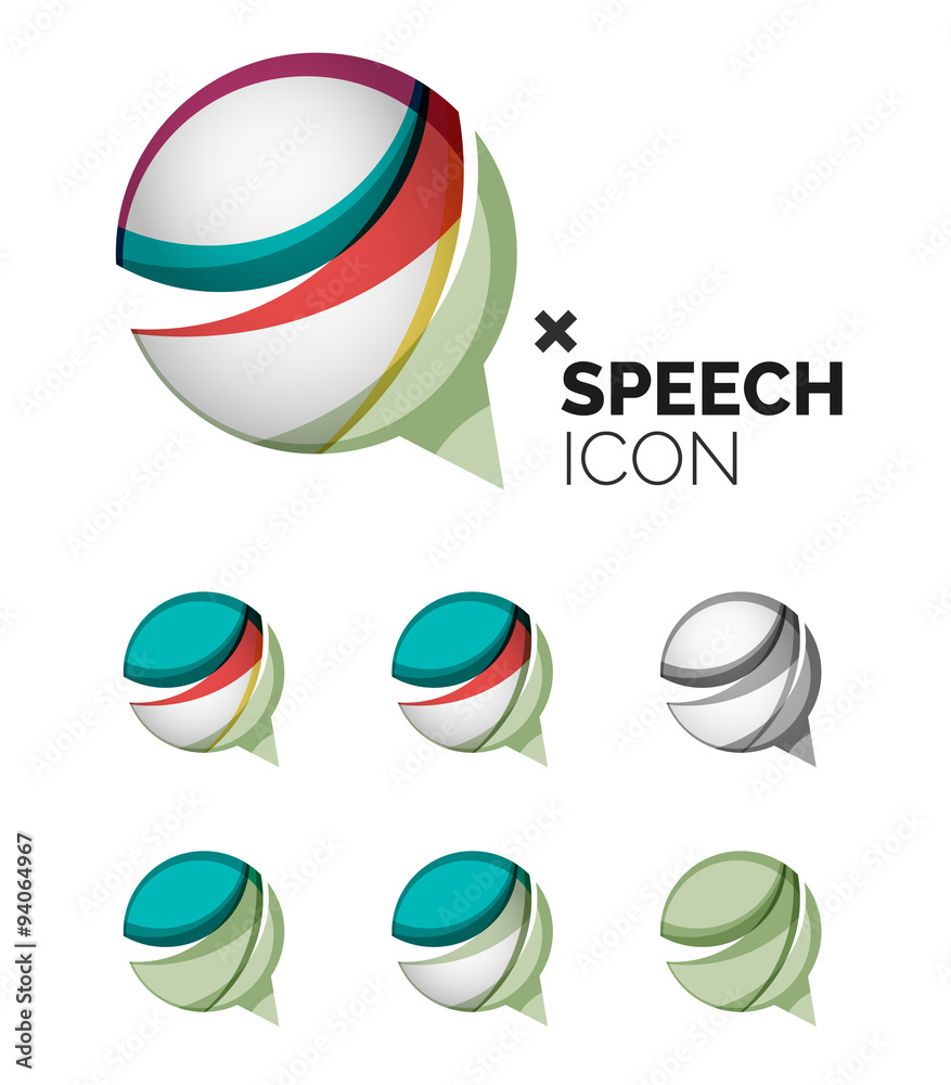 Fototapeta premium Set of abstract speech bubble and cloud icons, business logotype