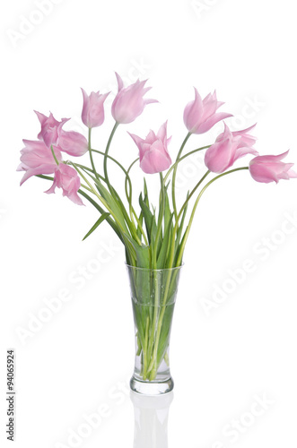 Fototapeta Naklejka Na Ścianę i Meble -  Beautiful pink tulips isolated on white background
