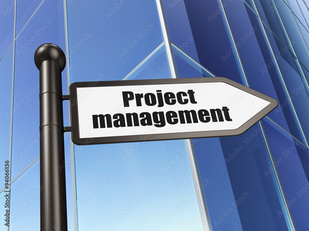 Business concept: sign Project Management on Building background