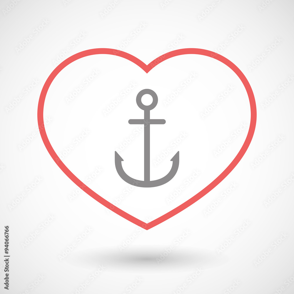 Line heart icon with an anchor Line heart icon with an anchor