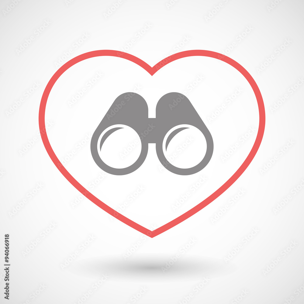 Fototapeta premium Line heart icon with a binoculars