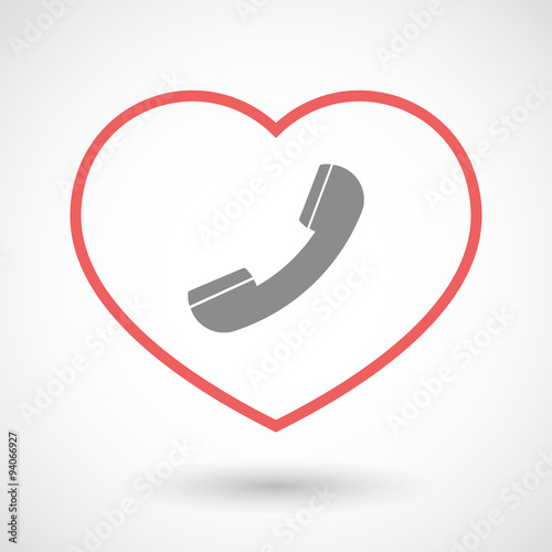 Line heart icon with a phone