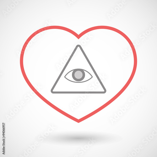 Line heart icon with an all seeing eye