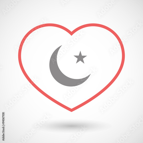 Line heart icon with an islam sign