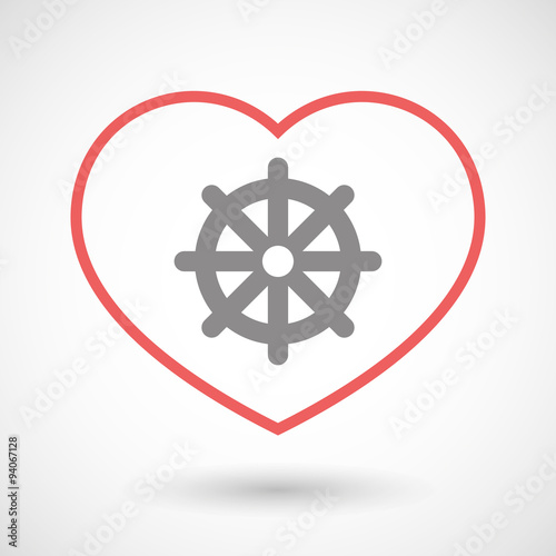 Line heart icon with a dharma chakra sign