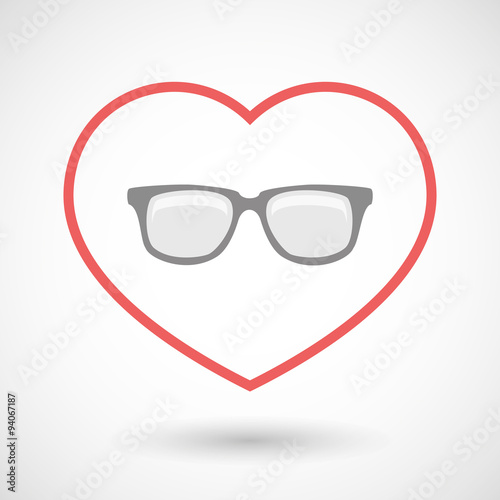 Line heart icon with a glasses