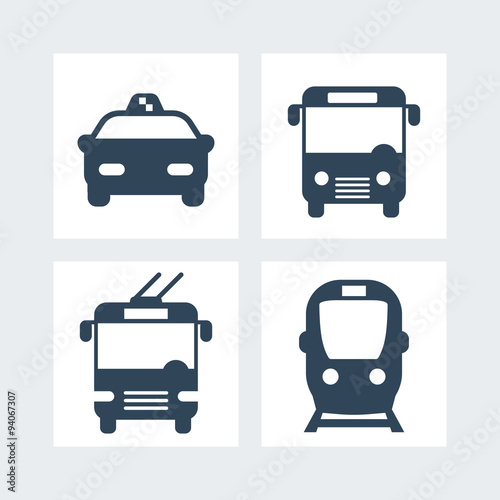 City transport simple icons, vector illustration