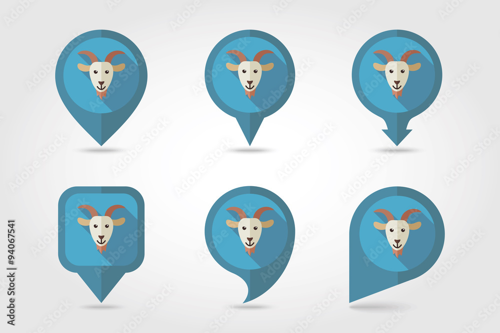 Goat mapping pins icons Goat mapping pins icons