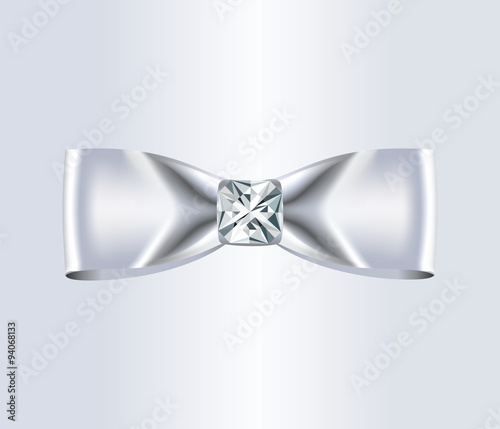Elegant White Silk Bow with Diamond for wedding, invitations, cards or parties