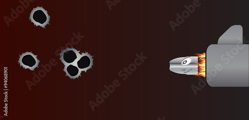 Shot from a Gun Bullet. Vector Illustration.