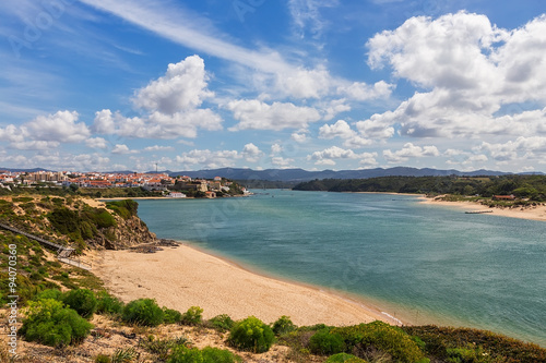 Beautiful views of the village Milfontes. In the summer the river.