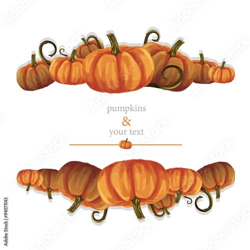 Halloween pumpkins frame for greeting card