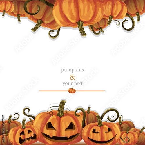 Halloween pumpkins frame for greeting card
