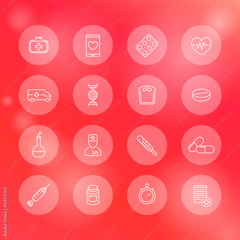 medicine, health care, drugs line round white icons, vector illustration medicine, health care, drugs line round white icons, vector illustration