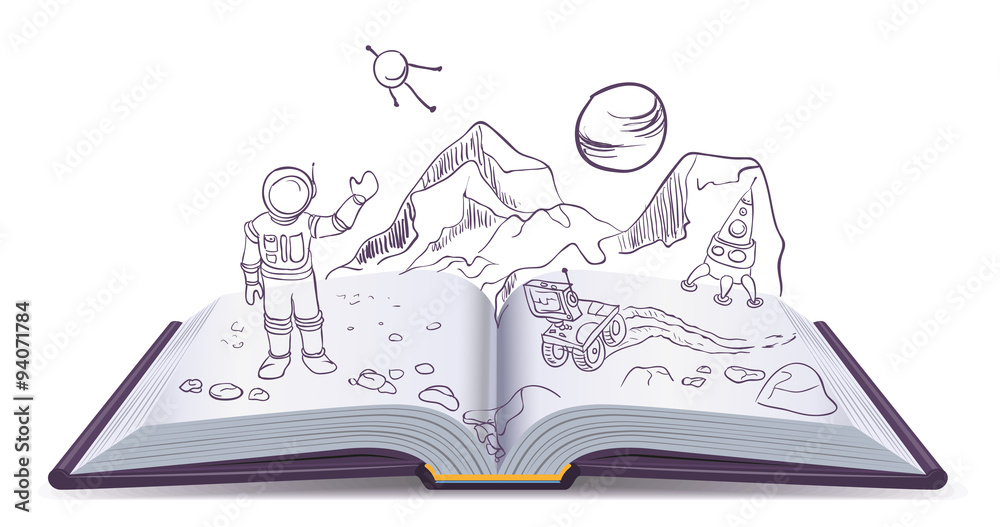 Fototapeta premium Open book Martian. Science Fiction space