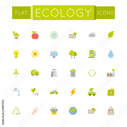 Vector Flat Ecology Icons
