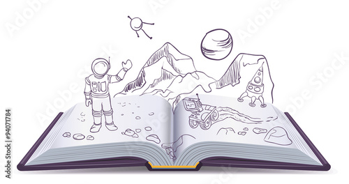 Open book Martian. Science Fiction space