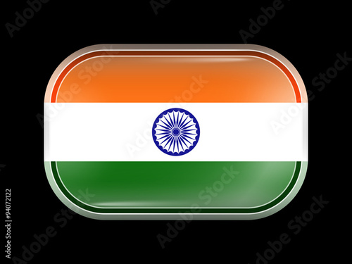 India Variant Flag. Rectangular Shape with Rounded Corners