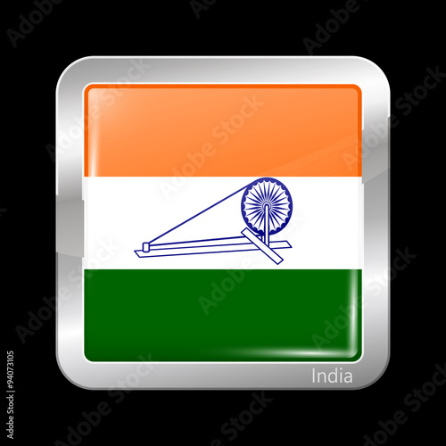 India Swaraj Variant Flag. Metallic Icon Square Shape