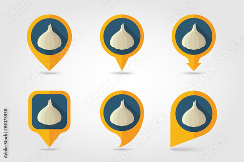 Free Download Garlic mapping pins icons with long shadow - GFXLoad