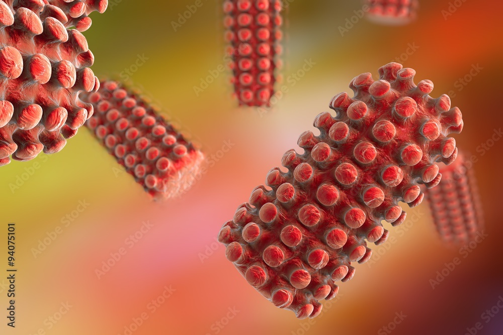 Stockillustratie Background with viruses. Rabies virus, a virus