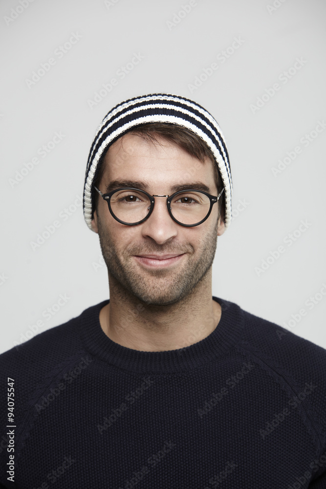 Hipster in hat and glasses, portrait Hipster in hat and glasses, portrait