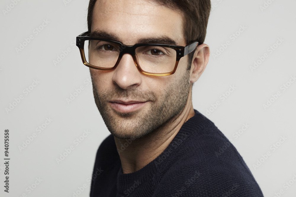 Portrait of man in glasses in portrait Portrait of man in glasses in portrait
