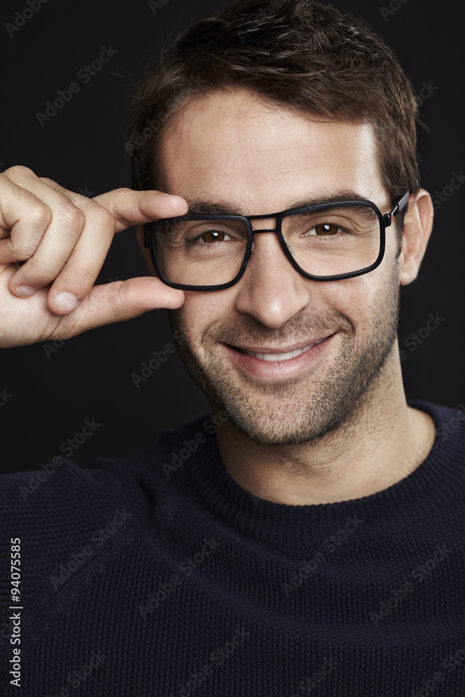 Man smiling in spectacles, close up Man smiling in spectacles, close up