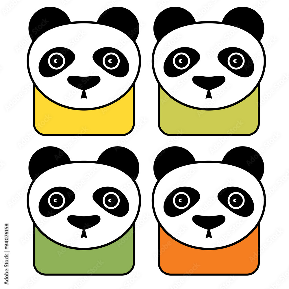 Panda icons. Logo element. Isolated on white background
Panda icons. Logo element. Isolated on white background