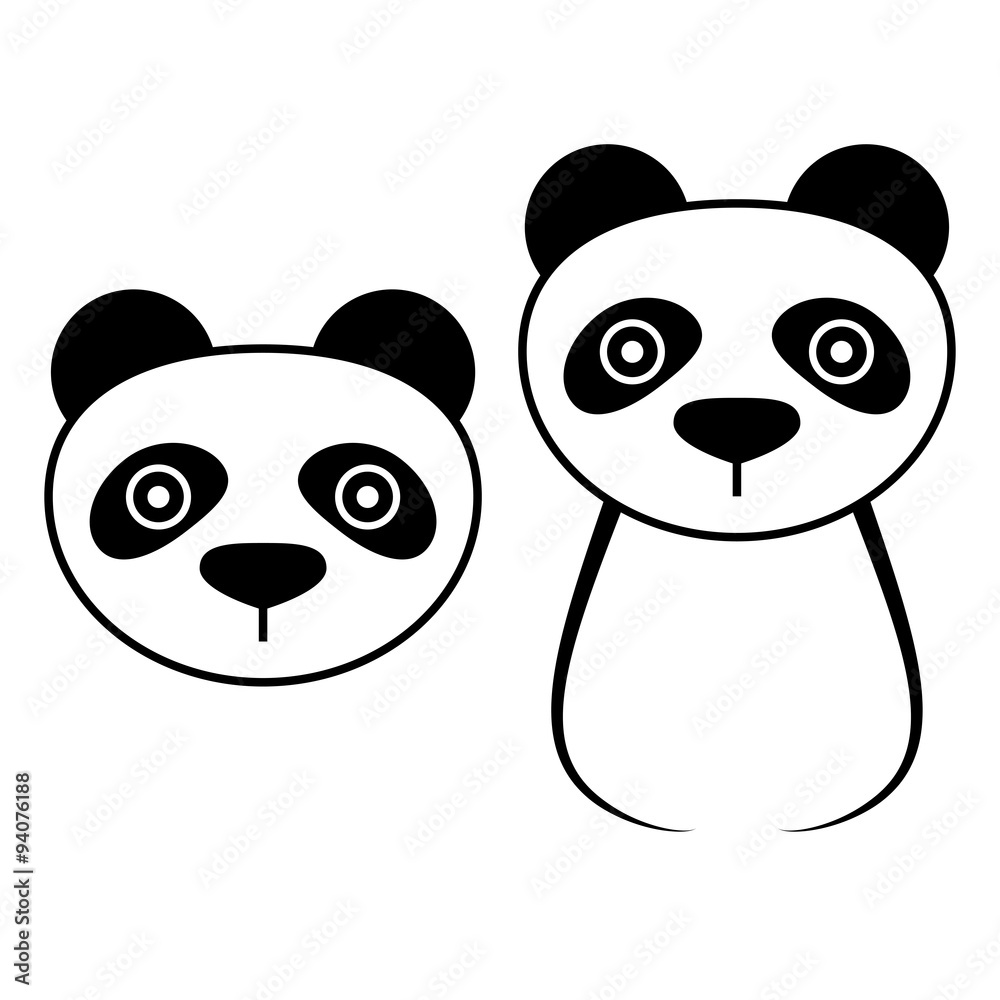 Obraz premium Ikony Panda. Element logo. Na białym tle