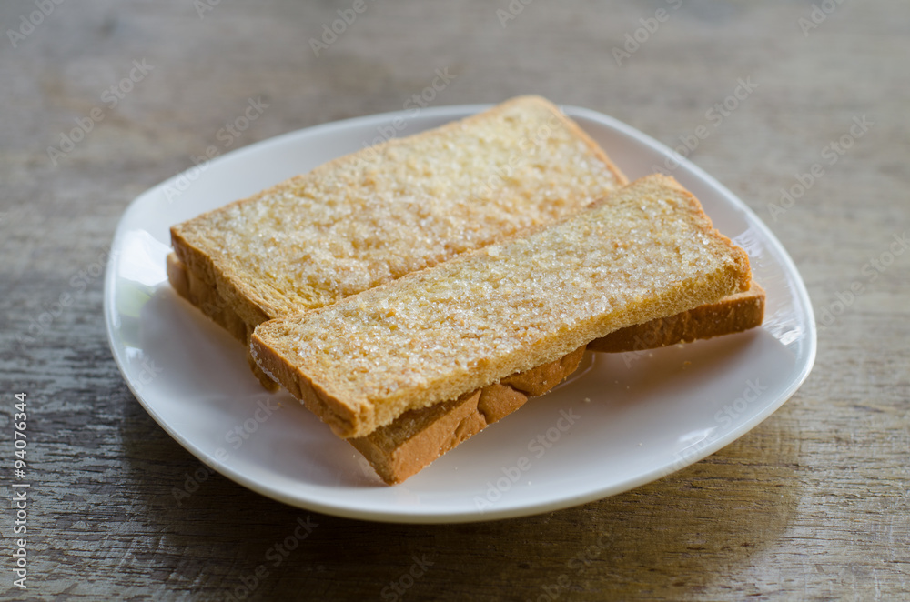 Bread  bake on white dish