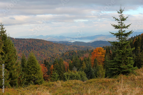 autumn landscape in Gorce mountains, Poland