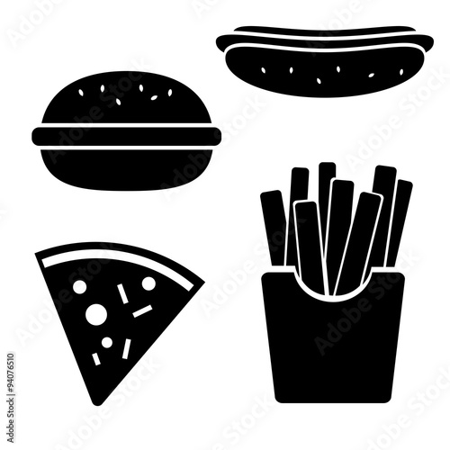 Vector fast food icon set isolated on white background
