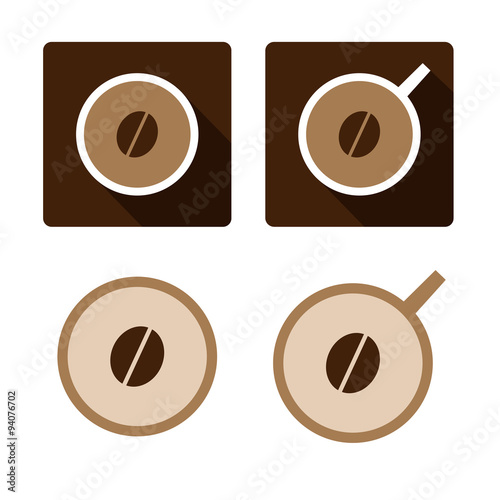 Vector coffee cup icon set isolated on white background

