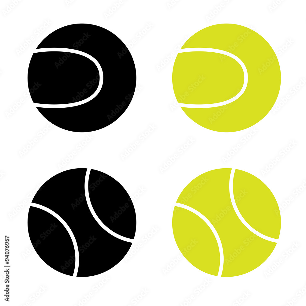 Vector tennis ball flat icon set
