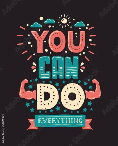 Obraz Ilustracja hipster nowoczesny projekt płaski z frazą można zrobić