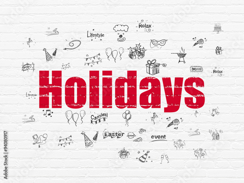 Holiday concept  Holidays on wall background