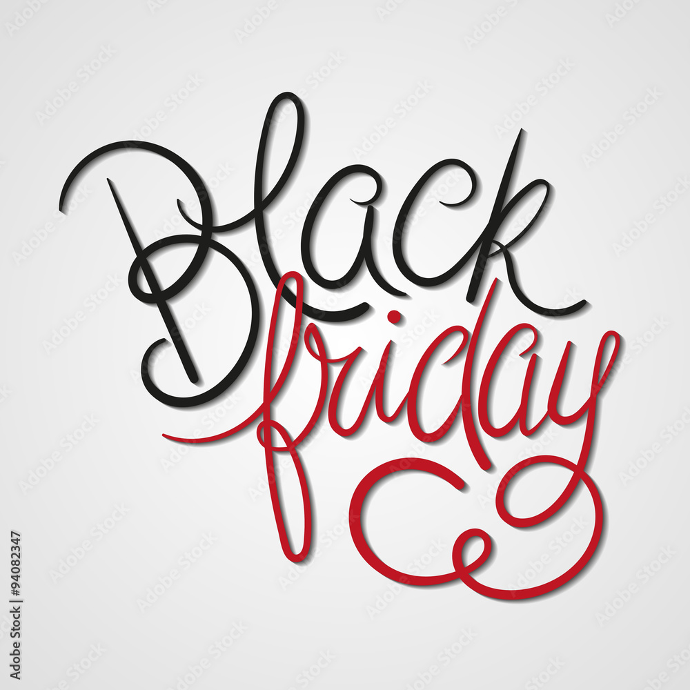 Black Friday Vector Illustration. Black & Red Hand Lettered Text with Shadows. Black Friday Vector Illustration. Black & Red Hand Lettered Text with Shadows.