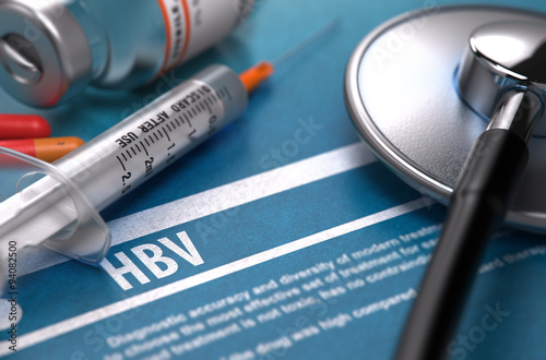 HBV. Medical Concept on Blue Background. photo